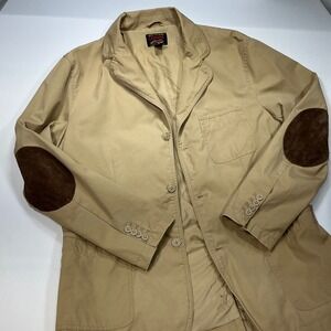 Cremieux Men's Beige Cotton Blazer Jacket with Elbow Patches‎ - Versatile Style